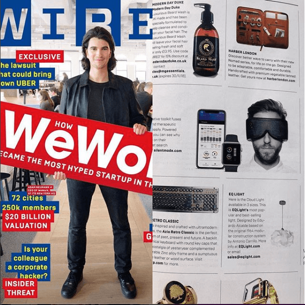 EQLigth & Cloud Light on the British WIRED magazine July 2018 issue.