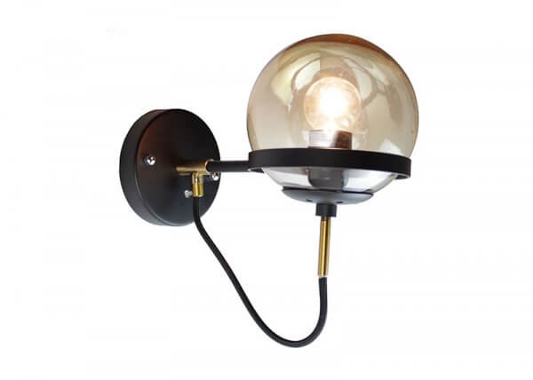 EQLight EQINWB01 Black Industrial Amber Globe Wall Sconce