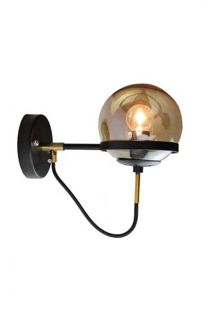 EQLight EQINWB01 Black Industrial Amber Globe Wall Sconce