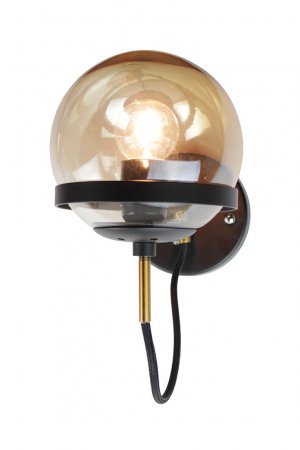 EQLight EQINWB01 Black Industrial Amber Globe Wall Sconce