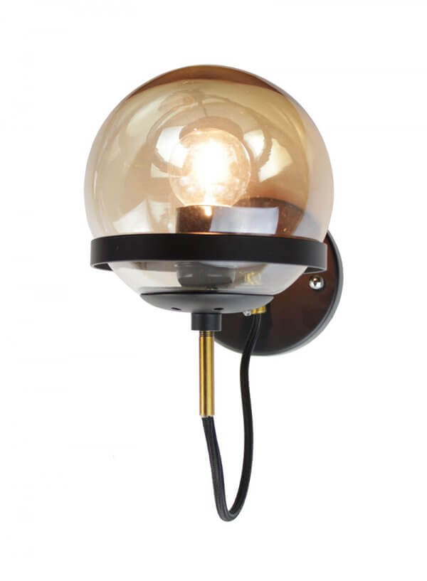 EQLight EQINWB01 Black Industrial Amber Globe Wall Sconce