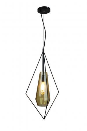 EQPBGR10 Itzia 1-Light Rhombus Black Pendant