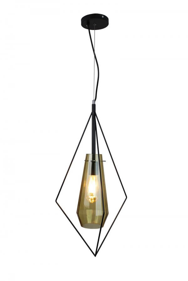 EQPBGR10 Itzia 1-Light Rhombus Black Pendant