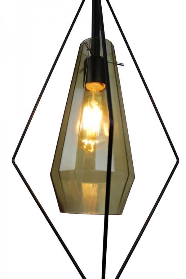 EQPBGR10 Itzia 1-Light Rhombus Black Pendant