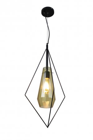 EQPBGR10 Itzia 1-Light Rhombus Black Pendant