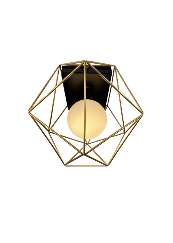 EQMCBGGC01 Yumil 1-Light Black and Gold Semi-Flush