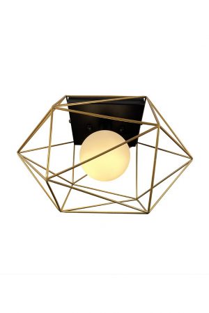 EQMCBGGC01 Yumil 1-Light Black and Gold Semi-Flush