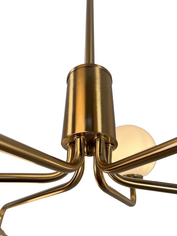 Ootzil 6-Light Brass Chandelier with White Globes