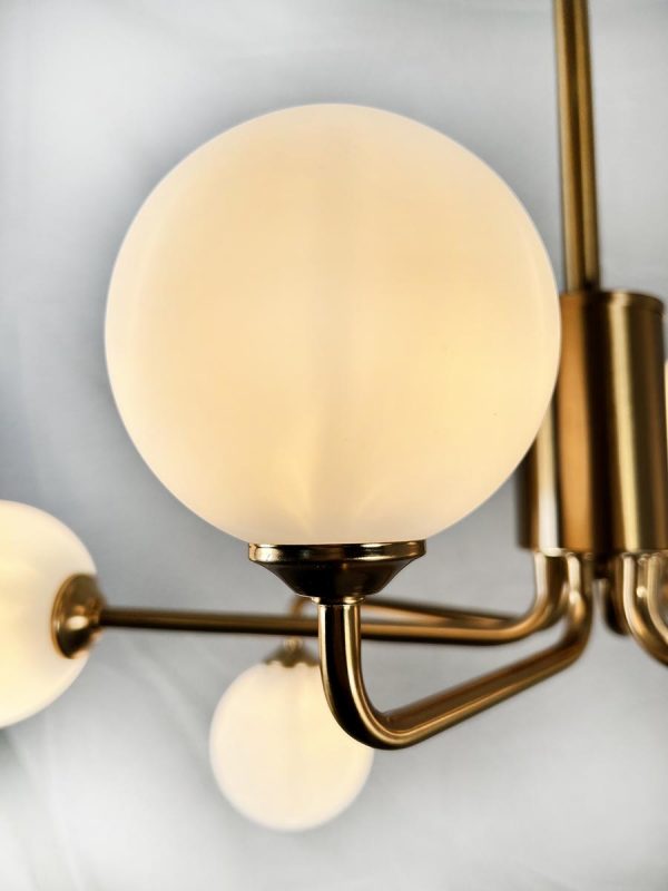 Ootzil 6-Light Brass Chandelier with White Globes