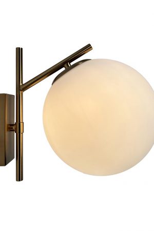 Kinich 1-Light Brass Wall Sconce with White Globe