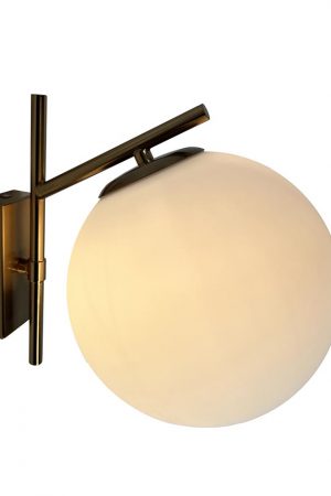 Kinich 1-Light Brass Wall Sconce with White Globe