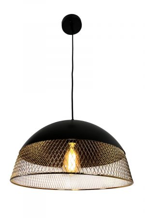 Izamal 1-Light Black & Brass Dome Pendant Light