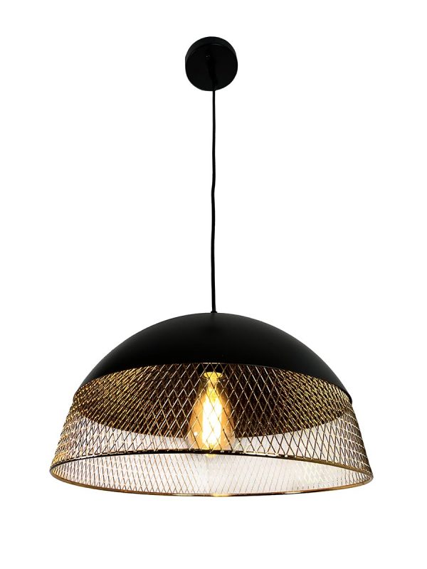 Izamal 1-Light Black & Brass Dome Pendant Light