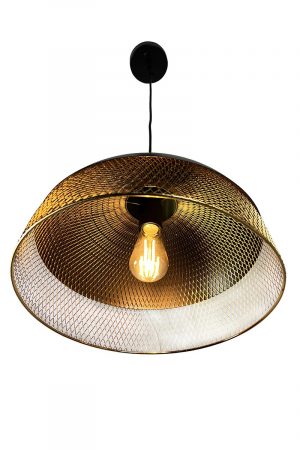 Izamal 1-Light Black & Brass Dome Pendant Light