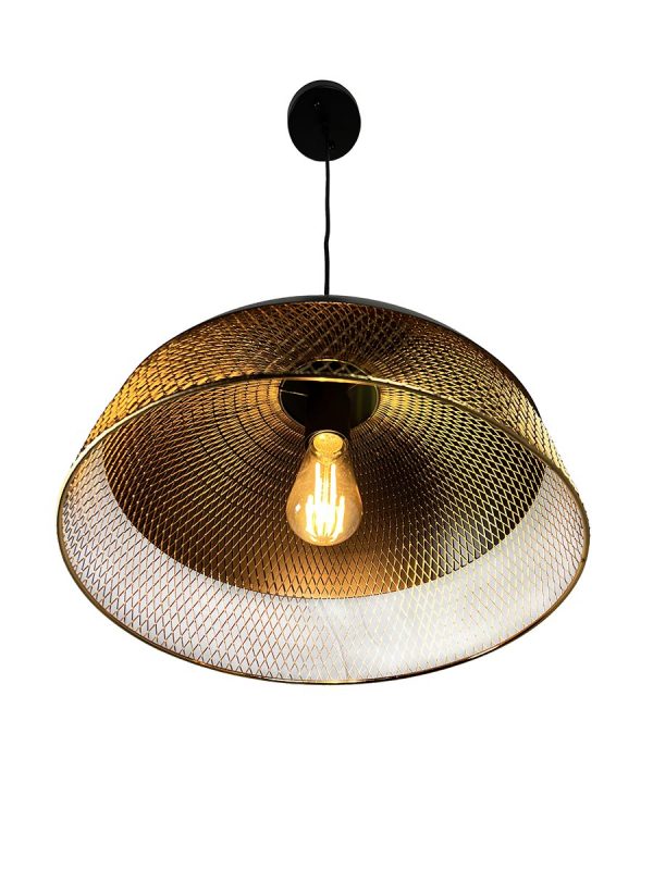 Izamal 1-Light Black & Brass Dome Pendant Light