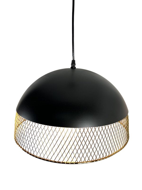 Izamal 1-Light Black & Brass Dome Pendant Light