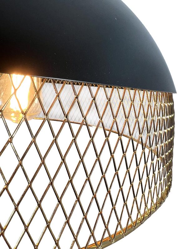 Izamal 1-Light Black & Brass Dome Pendant Light