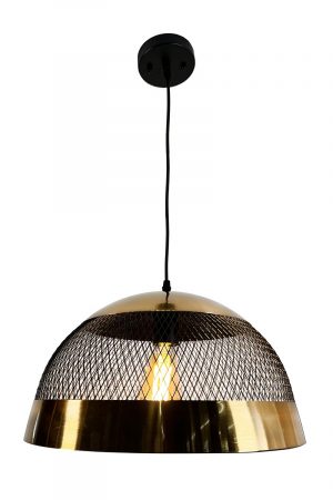 Izamal 1-Light Brass & Black Dome Pendant Light