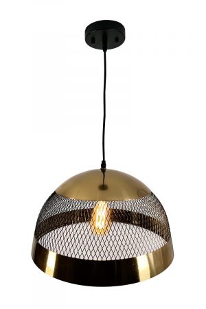 Izamal 1-Light Brass & Black Dome Pendant Light