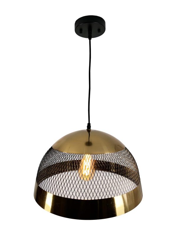 Izamal 1-Light Brass & Black Dome Pendant Light