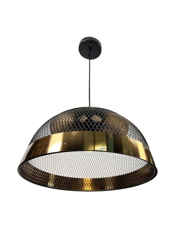 Izamal 1-Light Brass & Black Dome Pendant Light