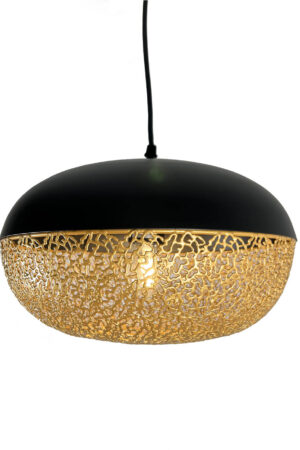 Iktan 1-Light Black and Gold Oval Pendant